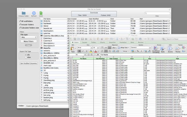 File list to Excel Mac版