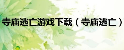 寺庙灵魂无尽逃亡合集