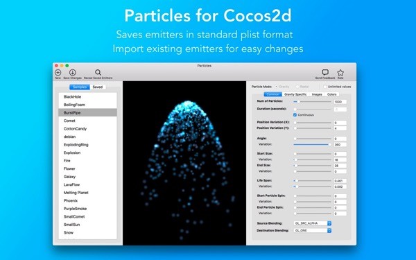 Particles for Cocos2d Mac版