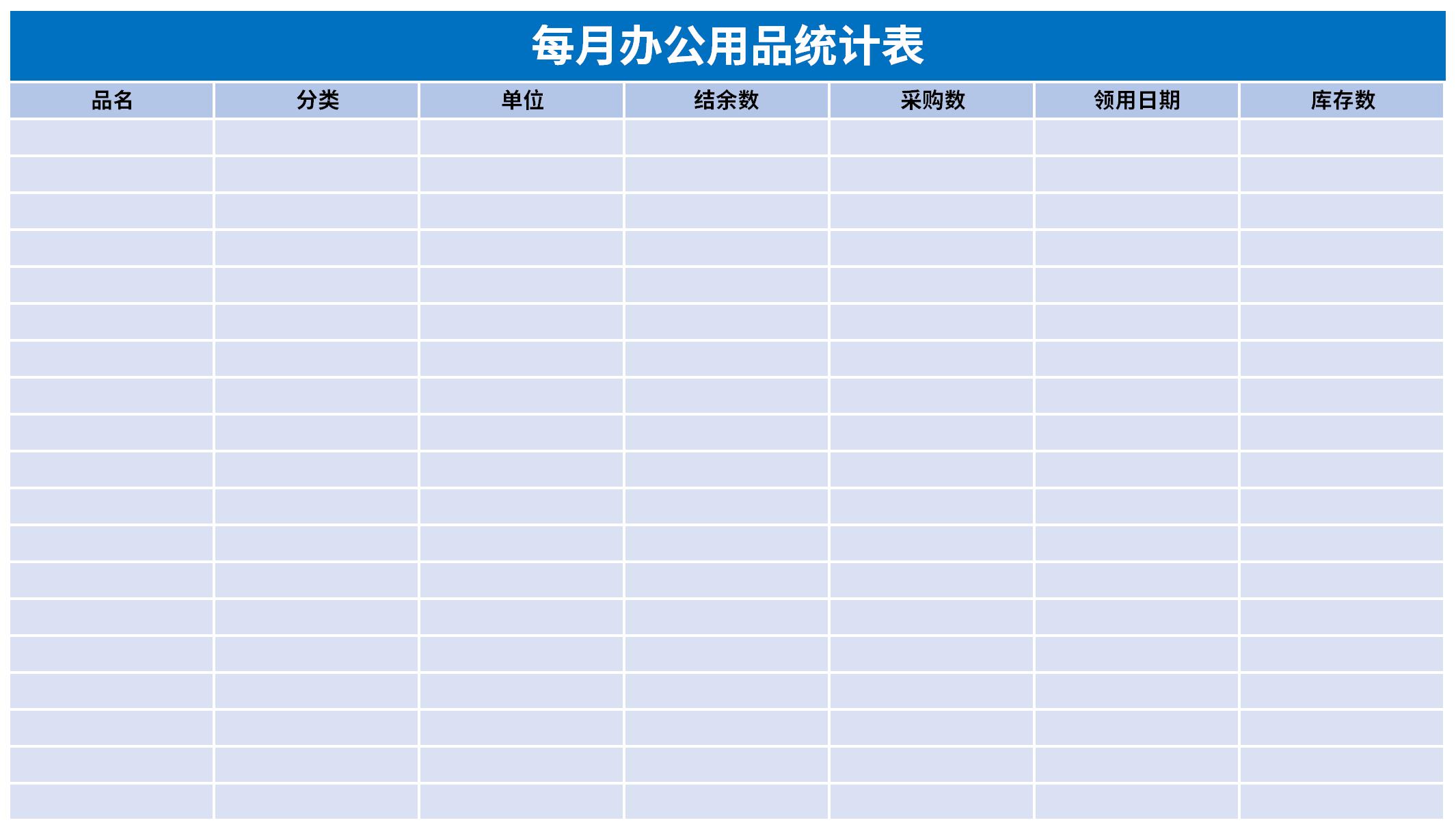 每月辦公用品統計表v47