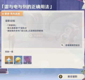 原神2.6雷与电与剑的正确用法留影怎么完成